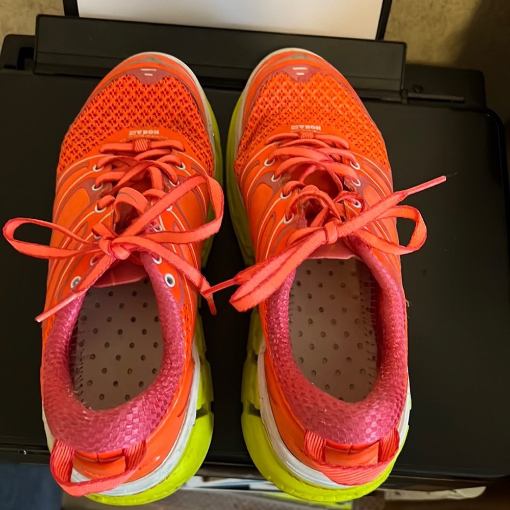 Hoka one one size 6.5 sneakers orange and yellow